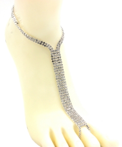 Rhinestone Simple Toering Anklet AN300039 SILVER
